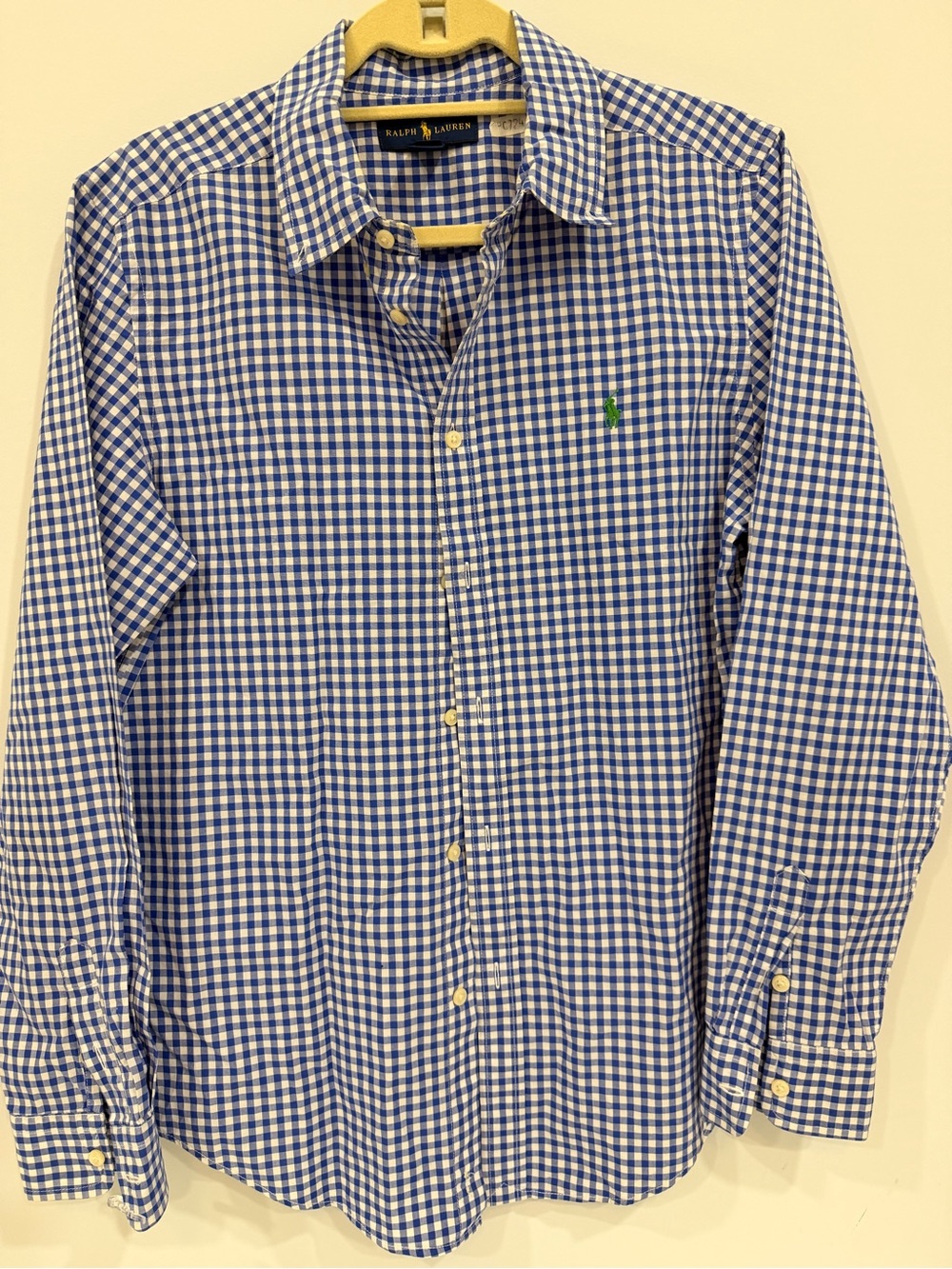 Ralph Lauren Blue and White Gingham Button-Down Shirt